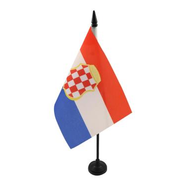 Imagem de Bandeira de mesa AZ FLAG Croata República da G-Bósnia 1991-1994 5" x 8" - Bandeira de mesa da comunidade croata 21 x 14 cm - Bastão de plástico preto e base