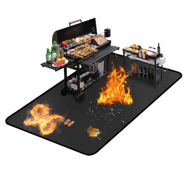 Imagem de Tapetes para churrasqueira de 246 x 182 cm para churrasqueira externa/tapete de lareira dupla face para uso interno, à prova de fogo, à prova d'água, à prova de óleo, tapete de churrasco, protetor