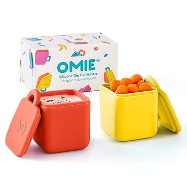 Imagem de OmieBox (2 pack) Leakproof Dips Containers To Go, Salad Dressing Container, Condiment Container with Lids - Food Safe Silicone - 4 ounces (Yellow/Red)F