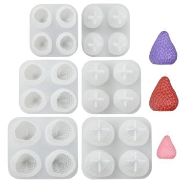 Imagem de UR URLIFEHALL 3 moldes de vela Starwberry 3D em forma de fruta, moldes de fondant de silicone para aromaterapia, sabonete, velas, casa, mesa, artesanato, decoração