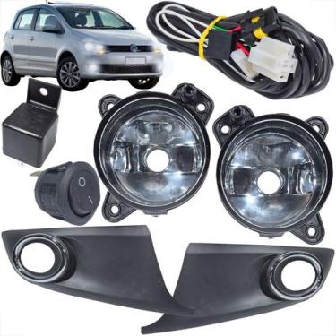 Imagem de Kit farol de milha fox 10 14 moldura cromo botao tic tac 2 pinos - Sui