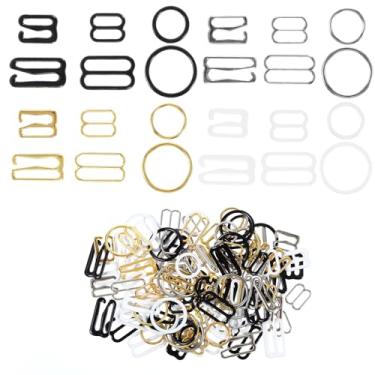 Imagem de 120 peças de ganchos de alça de sutiã de substituição para costura biquíni frente única clipes de maiô de metal clipes de ajuste de fecho deslizante sutiã alça anéis para vestido deslizante (preto