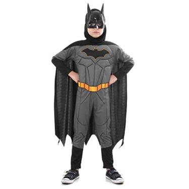 Imagem de Sulamericana Fantasias Fantasia Batman Luxo Infantil 937270-G, Cinza, Preto e Amarelo, G 10-12 anos