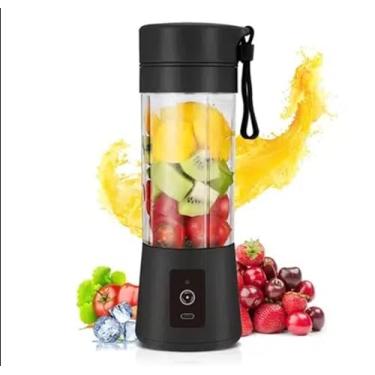 Imagem de Mini liquidificador portátil sem fio, copo de suco de viagem, USB, liquidificador recarregável para smoothies, batidos, mini copo de suco de 380 ml (Preto)