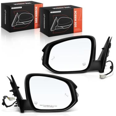 Imagem de A-Premium Par (2) Espelho retrovisor elétrico do lado do motorista e do passageiro compatível com Toyota Highlander 2018 2019 - Retrovisor retrovisor externo preto dobrável manual aquecido com