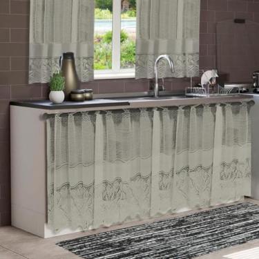 Imagem de Cortina Renda Tulipa Branca para Pia/Balcão – 0,80m Altura x 1,50m Largura (Palha)