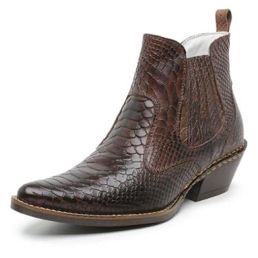 Imagem de Bota Botina Masculina Country Bico Fino Anaconda Café De Couro JNA SHO