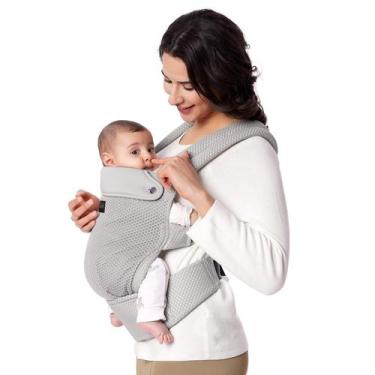 Imagem de Porta-bebês Momcozy, malha respirável, ergonômica, 3-20 kg, cinza