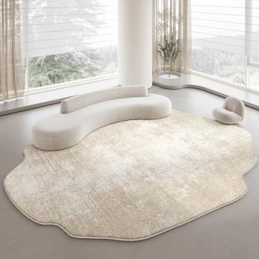 Imagem de Tapete de pelúcia macio e lavável para sala de estar, estilo creme, decoração de quarto, formato irregular, grosso (200x250 cm/A)