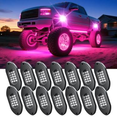 Imagem de Luzes de LED para caminhões 14 cápsulas, luzes RGB com aplicativo e controle remoto, kit de luz de rocha radiante para caminhões UTV ATV carrinho de golfe RZR