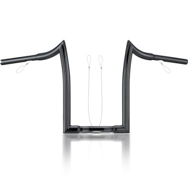 Imagem de MoKitDora Suportes Sportster Dyna Softail Rise Ape De 14" Com 1,25" Fat E 1" Clamp Para Guidão, Ganchos Harley Xl 883/1200, Road King 1994 Glide 1998-2013, Preto Brilhante