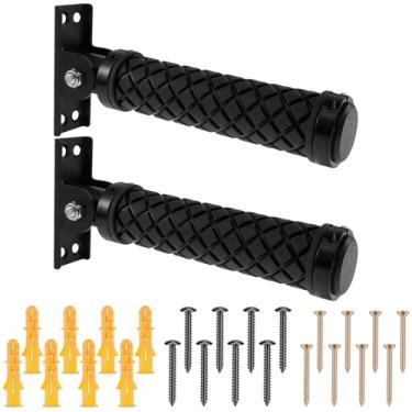 Imagem de 2 peças de alça de suporte de porta alongada, alças de parede dobráveis para idosos, rolamento de carga forte, antiderrapante, dobrável, barra de apoio para entrada interna, escada, porta da frente