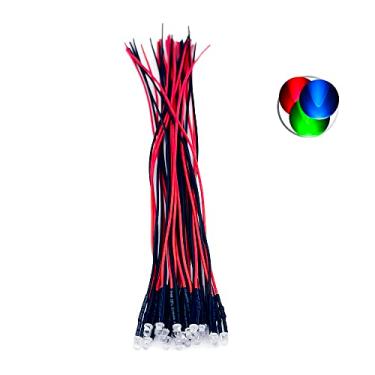 Imagem de 30 peças de luzes LED redondas planas de 12 volts, 3 mm, 5 mm, diodos emissores de diodos pré-cabeados, 12 V CC 12 V, lentes transparentes de água, pequenas lâmpadas LED (topo redondo de 3 mm, flash