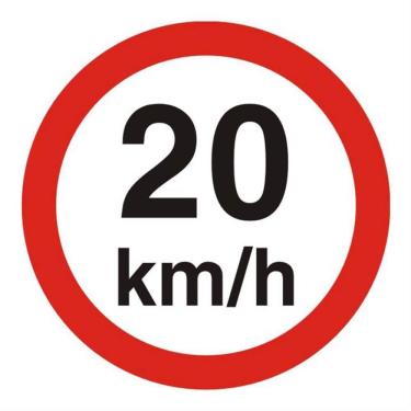 Imagem de Placa de Poliestireno Auto-Adesiva 45x45cm Velocidade Maxíma Permitida 20Km/h - 300 AB - SINALIZE