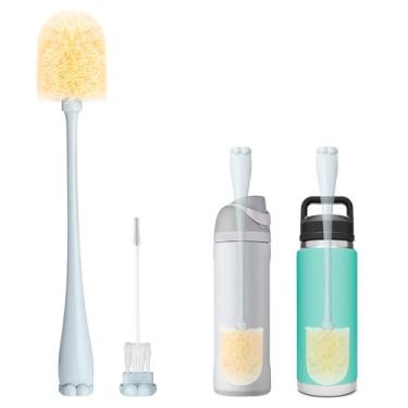 Imagem de Bluwing Limpador de escova de garrafa de água, escova de limpeza de garrafa 2 em 1 para garrafas YETI Rambler, copos de copo, outras escovas de limpeza de garrafas de água (azul)