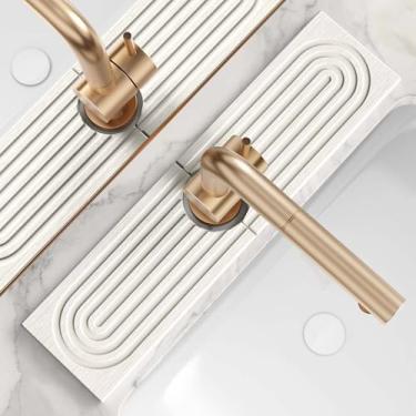 Imagem de Eormoe Tapete de torneira de pia de cozinha - Protetores de pia de diatomita de 39,9 cm para pia de cozinha, protetor de respingos de pia de pedra para acessórios de pia de balcão de cozinha (cinza