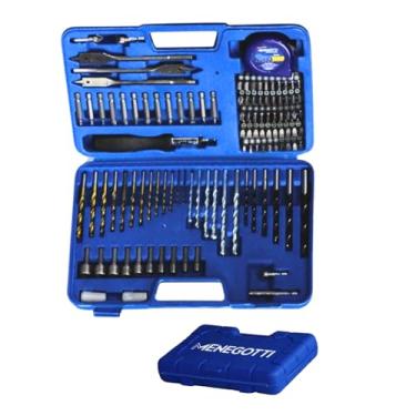 Imagem de Jogo de Brocas 110 Peças com Maleta – Para Concreto, Madeira e Metal – Ponteiras, Soquetes, Catraca, Trena 2m, Escareadores e Suporte Magnético