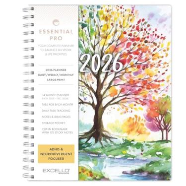 Imagem de Essential PRO 2026 Agenda diária, semanal e mensal, 21,6 cm x 28 cm: 14 meses (novembro de 2025 a dezembro de 2026) abas mensais, rastreamento diário, páginas de notas, bolso de armazenamento