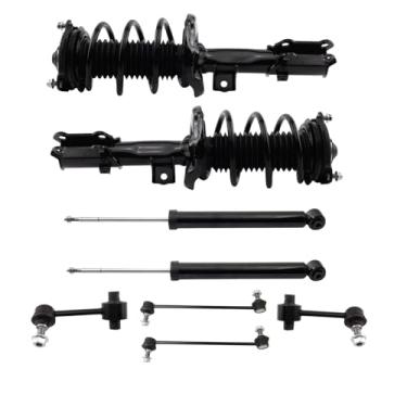 Imagem de TRQ Kit de suspensão dianteira e traseira Conjunto completo de suporte e mola helicoidal Amortecedor Barra estabilizadora Link compatível com Hyundai Kona 2018-2022