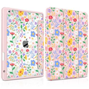 Imagem de MEEgoodo Capa para iPad de 10,2 polegadas, capas de tablet para iPad 9ª geração 2021/8ª geração 2020/7ª geração 2019 com revestimento traseiro de acrílico transparente + suporte para lápis + despertar