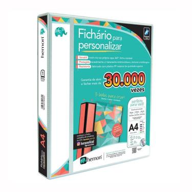 Imagem de Fichário revestido c cristal A4 Branco 40mm 4 argolas Hemon