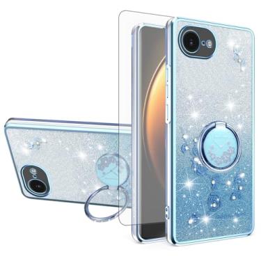 Imagem de Asuwish Capa de telefone para iPhone 16e/SE 2025/SE 4 com protetor de tela de vidro temperado anel suporte Bling Glitter Clear Hybrid TPU capa celular i Phone16e i16e 16 e SE4 4ª geração 16eCase