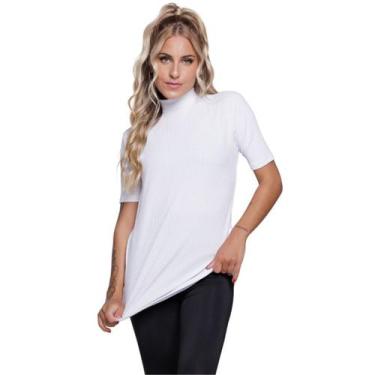 Imagem de Blusa Manga Curta Gola Alta WLS Modas Em Malha Canelada Blogueira Moda