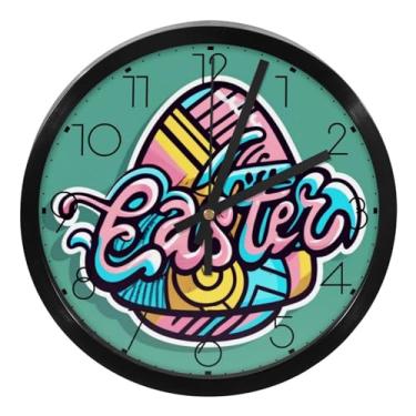 Imagem de LILINWAN Relógio de parede 24 cm sem tique-taque silencioso operado por bateria relógio de parede redondo moderno estilo simples decoração relógio para escritório/escola/quarto/sala de estar