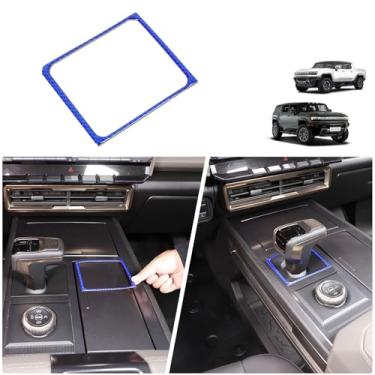 Imagem de Aotumcer Adesivo de acabamento de capa de painel de caixa de câmbio estilo fibra de carbono, capa de painel de mudança de marchas de carro de controle central compatível com Hummer EV 2024 2025+