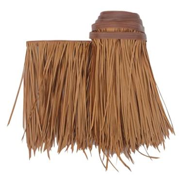Imagem de Palha falsa à prova de fogo simulação de palha de palmeira artificial rolo de palha 1 x 0,5 m/39,3" x 49,8 cm folhas de palmeira sintéticas telhado de palha para tiki (amarelo d, 0,5 x 20 m/1,64 x