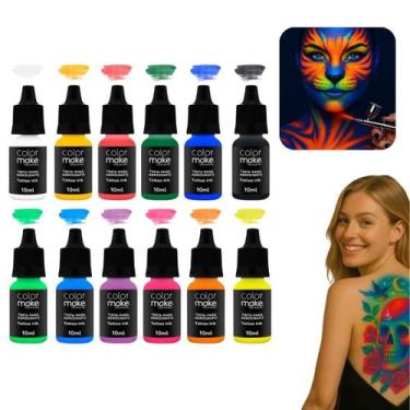 Imagem de Tinta Aerógrafo Airbrush Maquiagem Artística 10ml Colormake Tattoo Cos