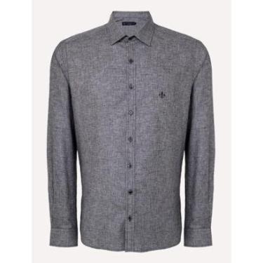 Imagem de Camisa Dudalina Masculina Slim Twill Melange Cinza Escuro Mescla-Masculino