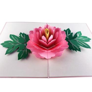 Imagem de iGifts And Cards Cartão pop-up Eternal Peony of Prosperity 3D – Saudação floral asiática romântica para aniversário, 12ª celebração de casamento, amor e boa fortuna – Elegante cartão de presente feito