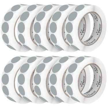 Imagem de Perco Etiquetas adesivas cinza perfuradas de 2,5 cm — 10 rolos, 10.000 adesivos redondos — com adesivo permanente para gerenciamento de inventário, codificação de cores, vendas de garagem, artesanato