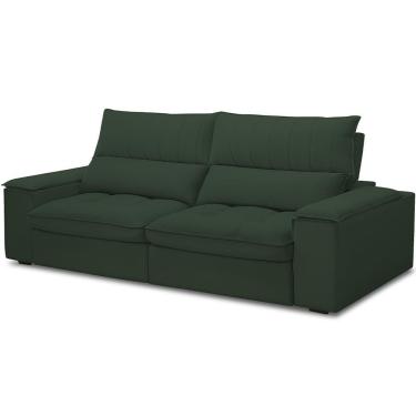Imagem de Sofá Retrátil Reclinável Para Sala De Estar Living 250cm Nápoles F04 Veludo Verde - Lyam Decor