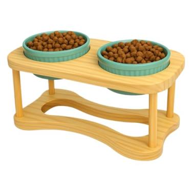 Imagem de Comedouro Elevado Com Duas Calhas Para Gatos E CãEs(Verde)