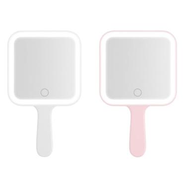 Imagem de Espelho Portátil De Mão LED Para Maquiagem Com Luz Ajustável, Touch, USB-C, 3 Modos De Iluminação