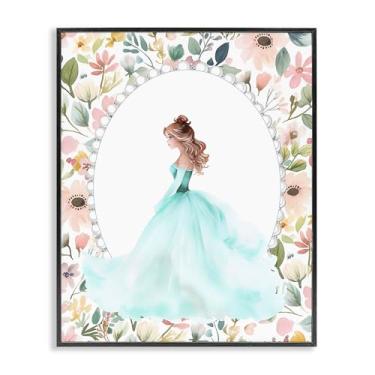 Imagem de Stupell Industries Princesa azul com borda de pérola, arte giclée emoldurada cinza, design por Christine Simpson Art, 20 x 16