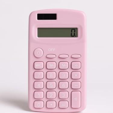 Imagem de Calculadora de Bolso 8 Dígitos Compacta 11x6cm Dupla Alimentação Solar + Bateria Portátil Leve Operações Básicas para Escola Trabalho e Casa Visor Claro Durável (Rosa)