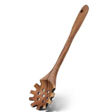 Imagem de Garfo de massa de madeira com furos redondos e serras, 1 peça, adequado para colher macarrão, ideal para cozinhar italiana em casa, refeições leves ocidentais e molho