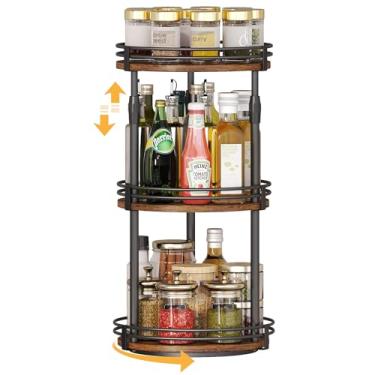 Imagem de Across-Star Lazy-Susan-Organizer-Spice-Rack, organizador de especiarias giratório ajustável de 3 camadas para cozinha, gabinete, bancada, despensa, suporte de tempero, prateleira de armazenamento