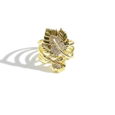 Imagem de Anel feminino delicado em camadas de cristal de folha de bordo CZ – Folhas de outono expansíveis ajustáveis abertas faixa de dedo anel de noivado compromisso casamento anel de noivado ajuste