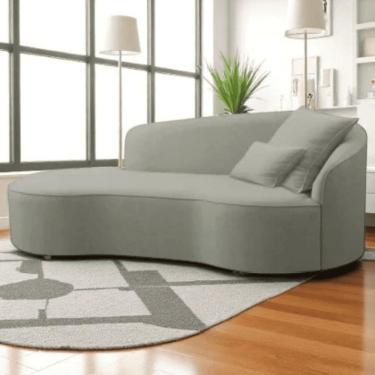 Imagem de Divã Recamier Sofá Curvo Sala De Tv E Estar Recepção Inglaterra 200cm Lado Esquerdo Linho Verde Oliva- Mabe Magazine