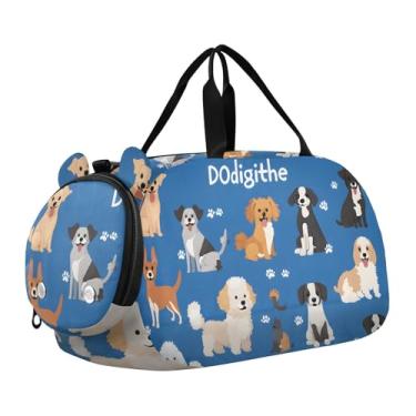 Imagem de Quteprint Bolsa esportiva infantil para meninos e meninas – Bolsa de ginástica 100% poliéster com compartimento separado para sapatos, alça de ombro ajustável, bolsa compacta para viagem e treino
