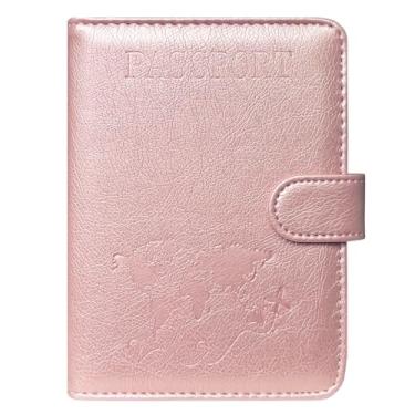 Imagem de ACdream Combo porta-cartão de passaporte e vacina, capa com compartimento para cartão de vacinação CDC, protetor organizador de documentos de viagem de couro, com bloqueio RFID, para mulheres e homens