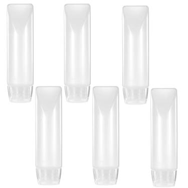 Imagem de Pluzmecalm 6 frascos de viagem brancos de 28,3 g recarregáveis, tubos de pasta de dente mínimos, frascos de loção de viagem vazios, recipiente de maquiagem