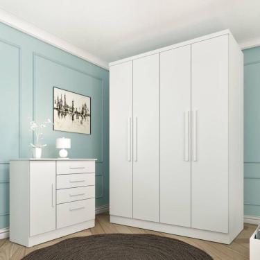 Imagem de Roupeiro Amsterdam 4 Portas Tcil Neve