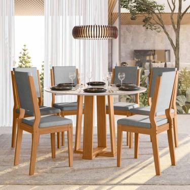 Imagem de Conjunto Sala De Jantar Mesa Isabela 1,17m Com 6 Cadeiras Carol Ypê/off White/ln02 - New Ceval