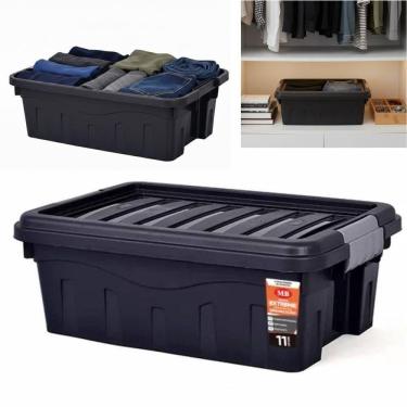 Imagem de Caixa Organizadora Empilhavel Multiuso 11 Litros Trava Organizador Reforcado Brinquedos Roupas Lavanderia Container