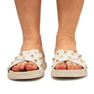 Imagem de Sandália Flatflorm Feminina Papete Plataforma Brilho Metalizado Confor